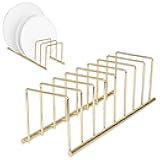 Spectrum Euro Cutting Board Holder Stand for Countertop or Inside Kitchen Cabinet Organization Gold, 8 Slot Cutting Board Drying Rack or Cabinet Plate Bakeware Storage Organizer