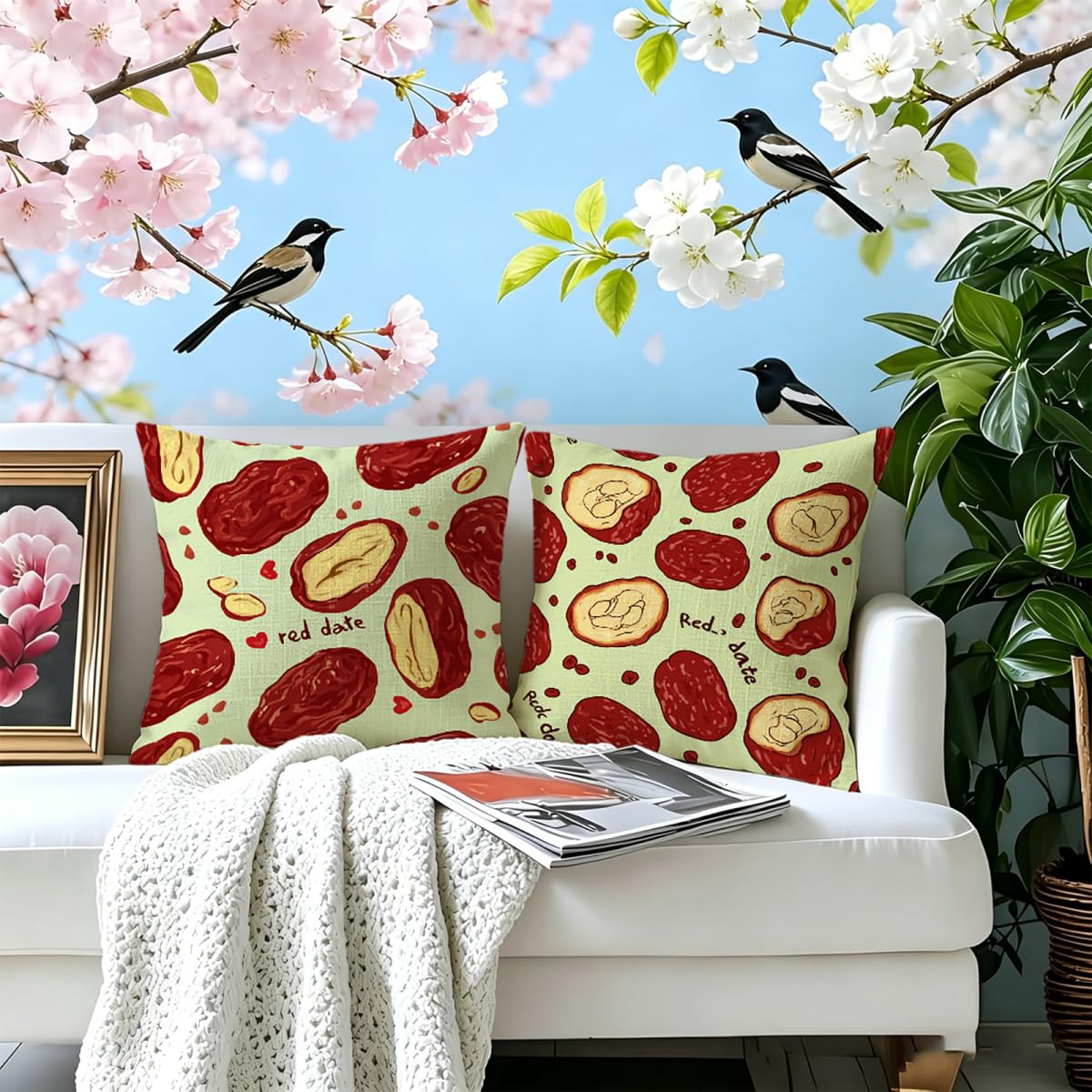 Kissenbezug 65x65cm Outdoor Kissen 2er Set Rot Karikatur Samt Dekokissen