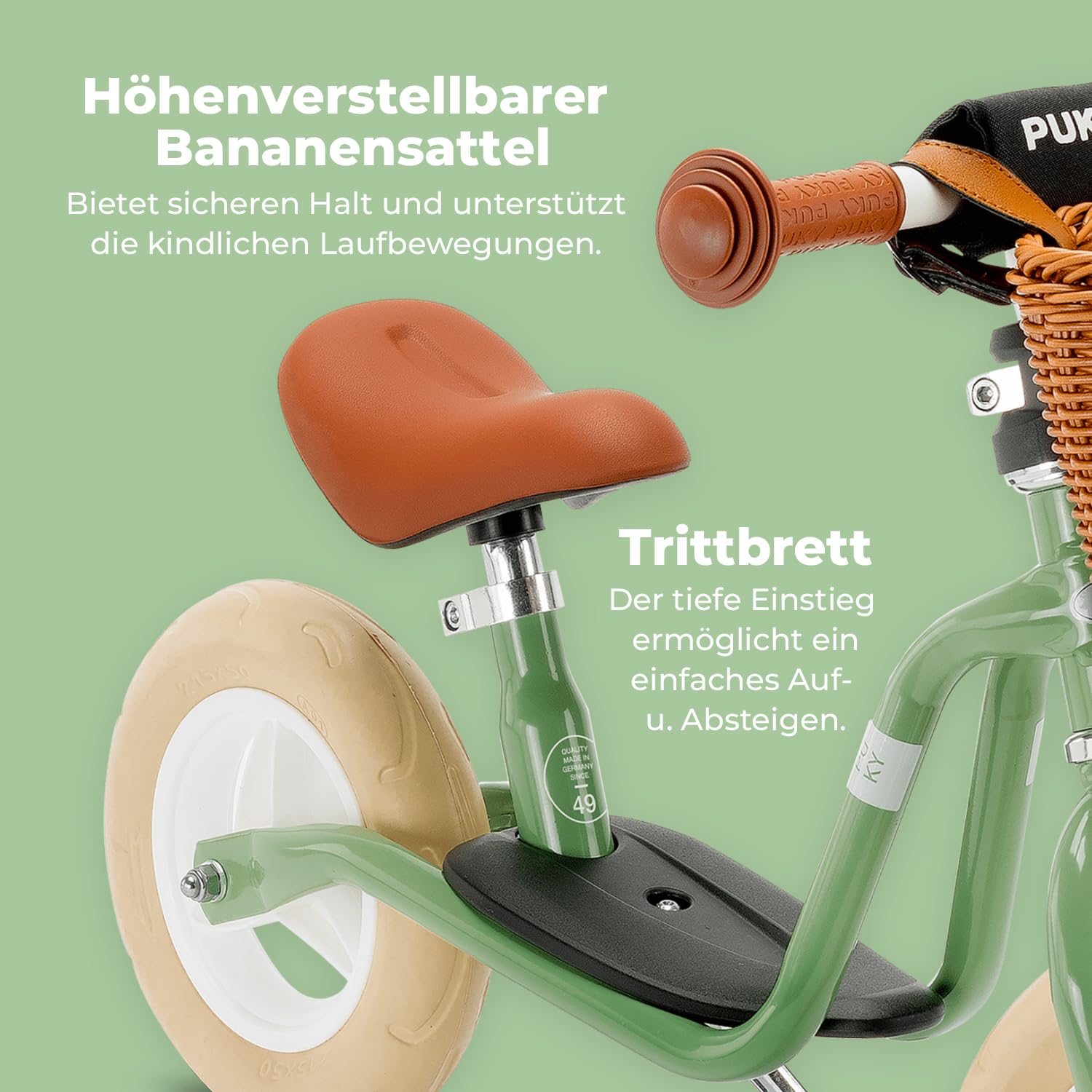 PUKY LR M Classic | sicheres und stylisches Laufrad | Lenker & Sattel höhenverstellbar | rutschfestes Trittbrett | für Kinder ab 2 Jahren