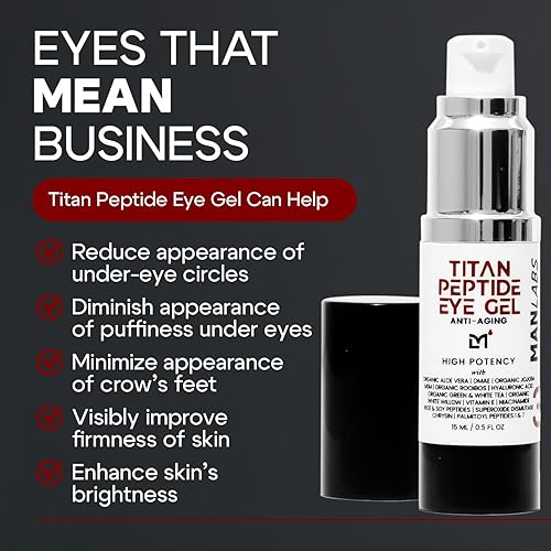 Miniatura 3 de Titan Peptide Gel refrescante para ojos  Crema de ojos para hombre  Bolsas antienvejecimiento y círculo oscuro  Tratamiento de bolsas para ojos para