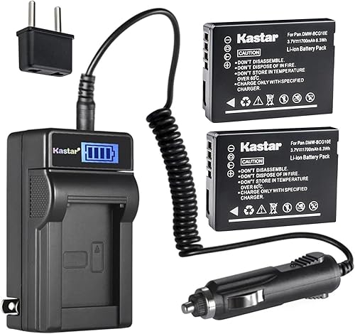 Kastar Paquete de 2 baterías DMW-BCG10 y cargador de CA LCD compatible con Panasonic DMW-BCG10E DMW-BCG10GK DMW-BCG10PP, Panasonic Lumix DMC-ZS20,