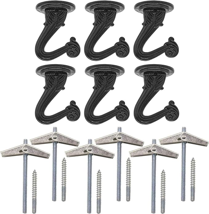 Deloky 6 Sets Brass Ceiling Hook Metal Heavy Duty Swag Ceiling Hooks