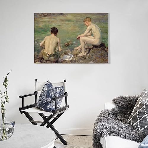 Miniatura 5 de Henry Scott Tuke - Póster decorativo de tres compañeros, lienzo para pared, sala de estar, dormitorio, 20 x 30 pulgadas (19.7 x 29.5 in)