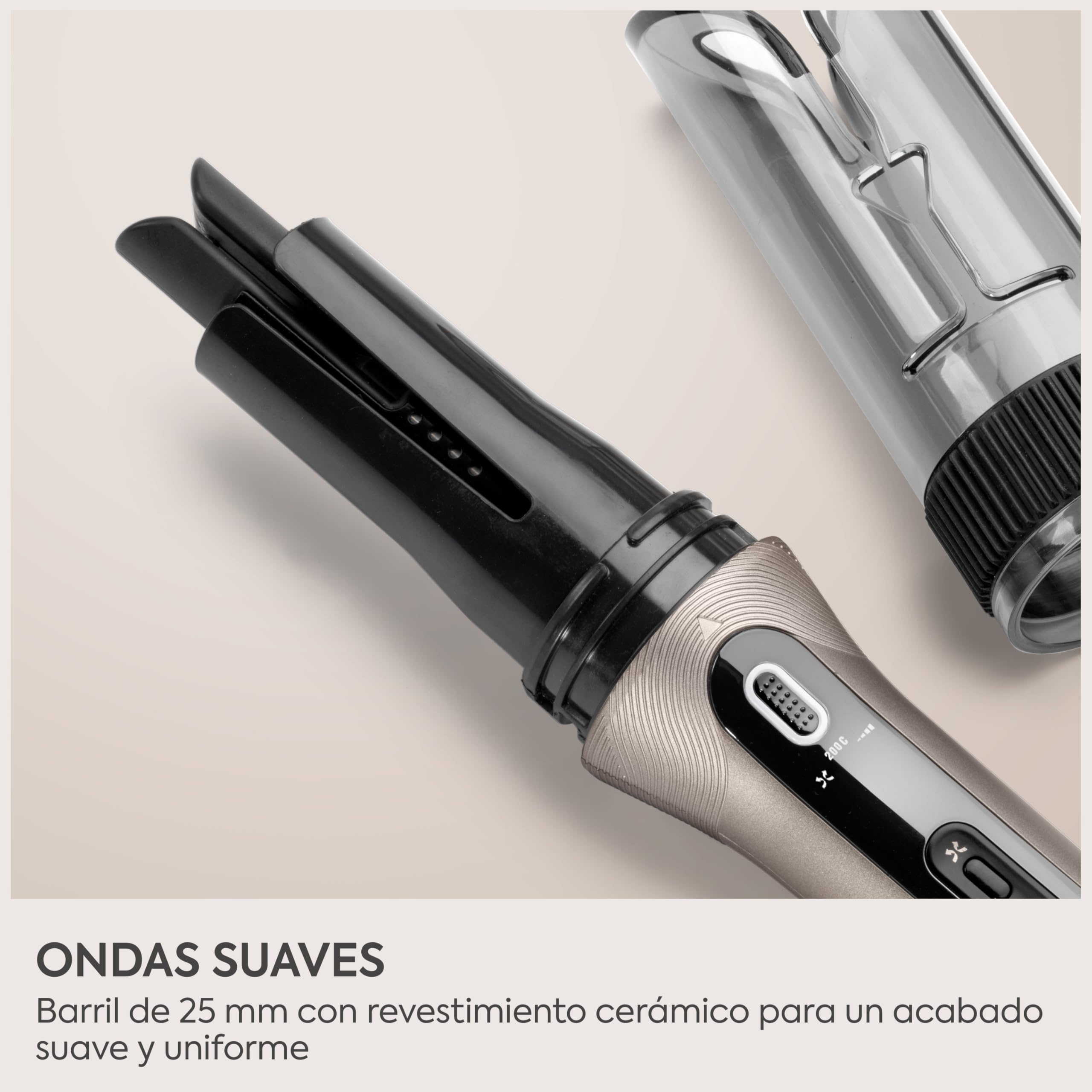 BaByliss Style Secret Air Moldeador Automático – Tenacilla 25 mm, Opción calor o aire, 48 opciones de peinados (rizos, ondas o movimiento), Cabello corto y largo, Rizador fácil de usar, C6686E