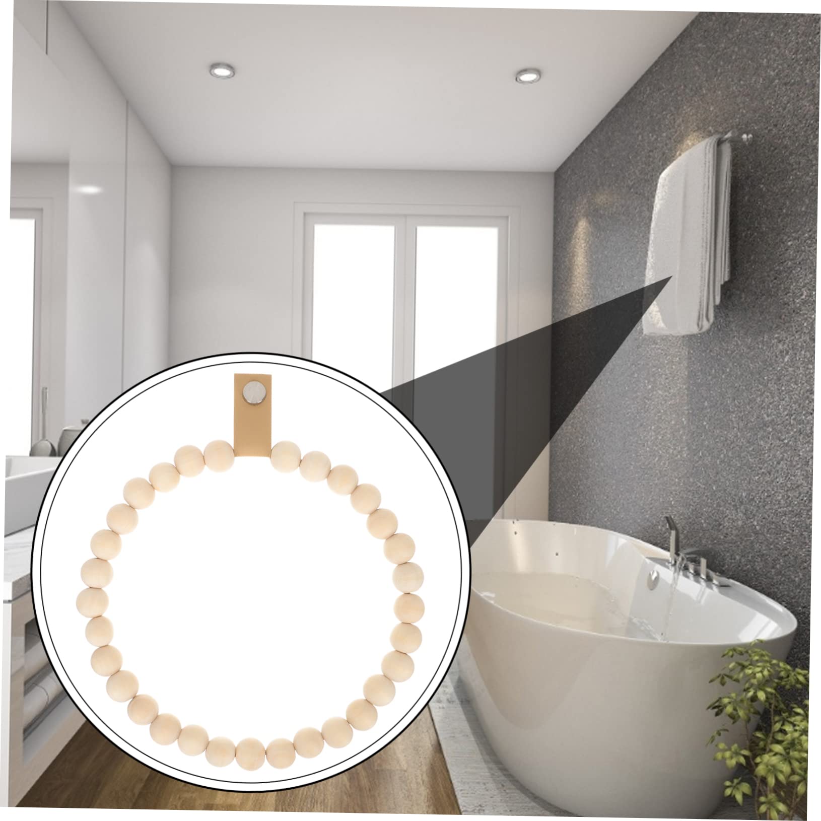Operitacx 3 Piezas Toallero De Cuentas De Madera Toallero Rústico Toallero Madera Anillos De Toalla De Baño Soporte De Toalla De Baño para La Pared del Baño Khaki