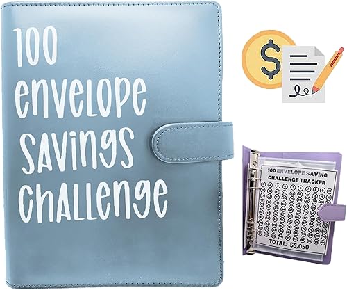 Miniatura 7 de Carpeta de desafío de 100 sobres, hojas de desafíos de ahorro, forma fácil y divertida de ahorrar $5,050, carpeta de presupuesto con sobres de