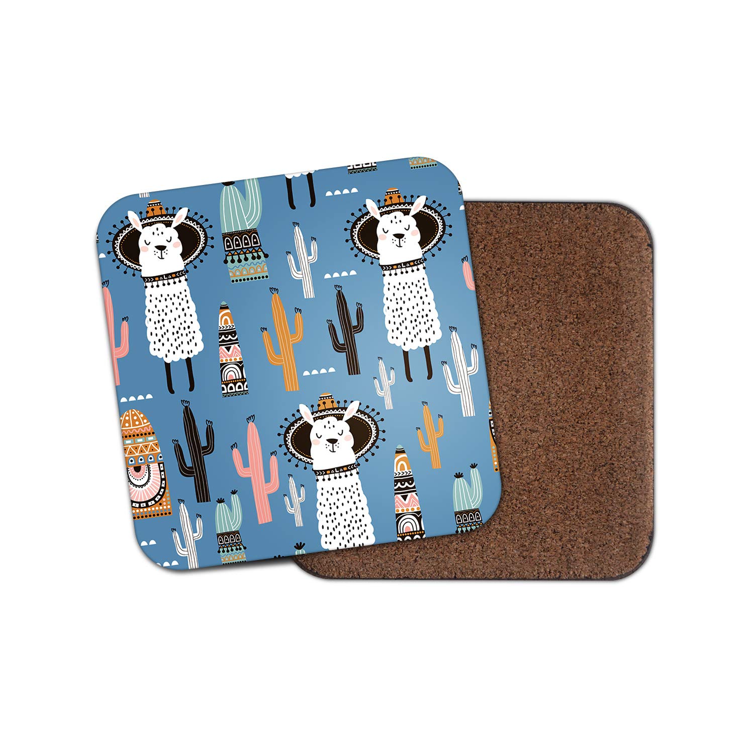 Destinationvinyl Multicolor 1 X Cute Llama Coaster - Cactus Mexico Aztec Funny Mum Auntie Sister #8740