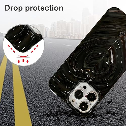 Miniatura 3 de MGQILING Funda compatible con iPhone 13 Pro Max de 6.7 pulgadas, diseño 3D de lujo, diseño 3D de corazón galvanizado con ondas de agua para mujeres