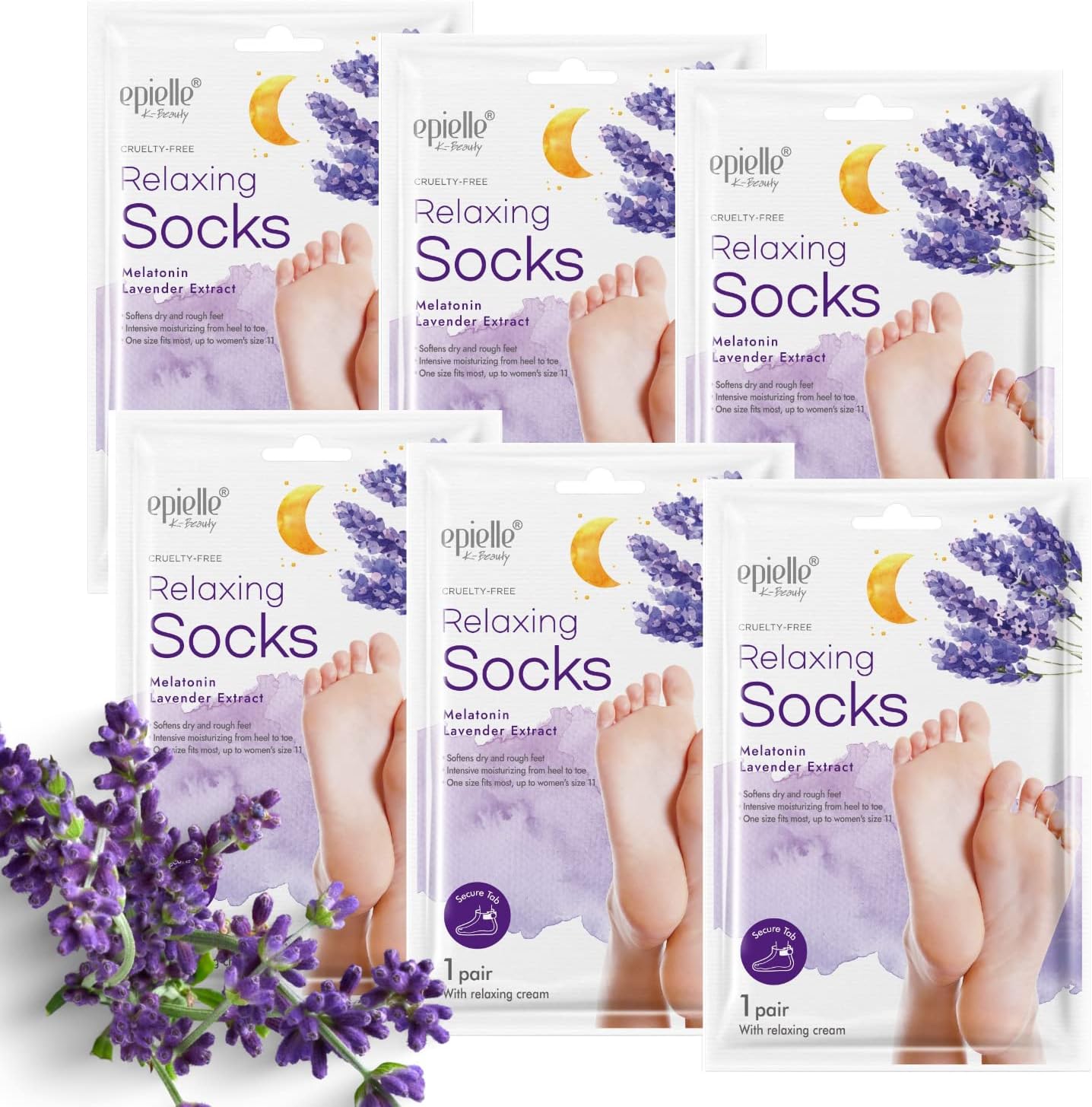 Relaxing Foot Mask 6 Pairs, Soften and Restore with Melatonin & Lavender Extract, Deep Moisturizing Socks for Dry, Cracked Feet, Self Care Gifts for Women, Spa Kit, Mothers Day Gifts