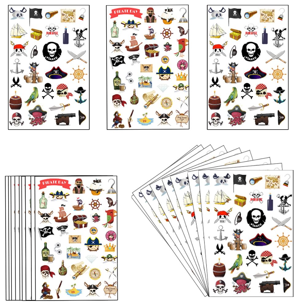 Oringaga 1000PCS Pirate Themed Paper Stickers for Halloween/Cosplay/Pirate/Nautical/Trick or Treat/Adventure Party Favors Supplies Decorations 24