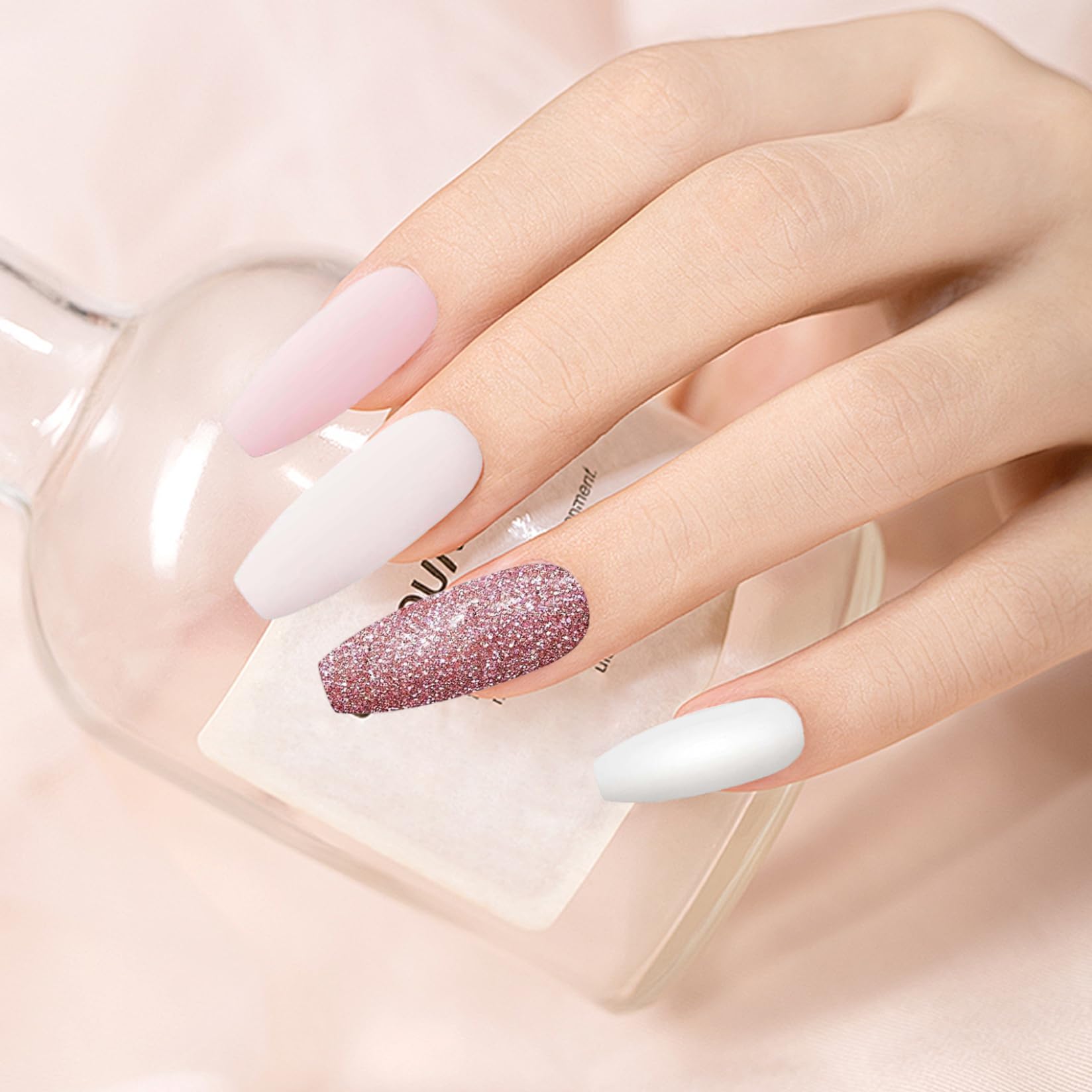 Kit per immersione in polvere per unghie, 10 pezzi/set Kit per immersione in polvere per unghie Set di liquidi a 4 colori con base e attivatore di top coat per salone di manicure per Fren