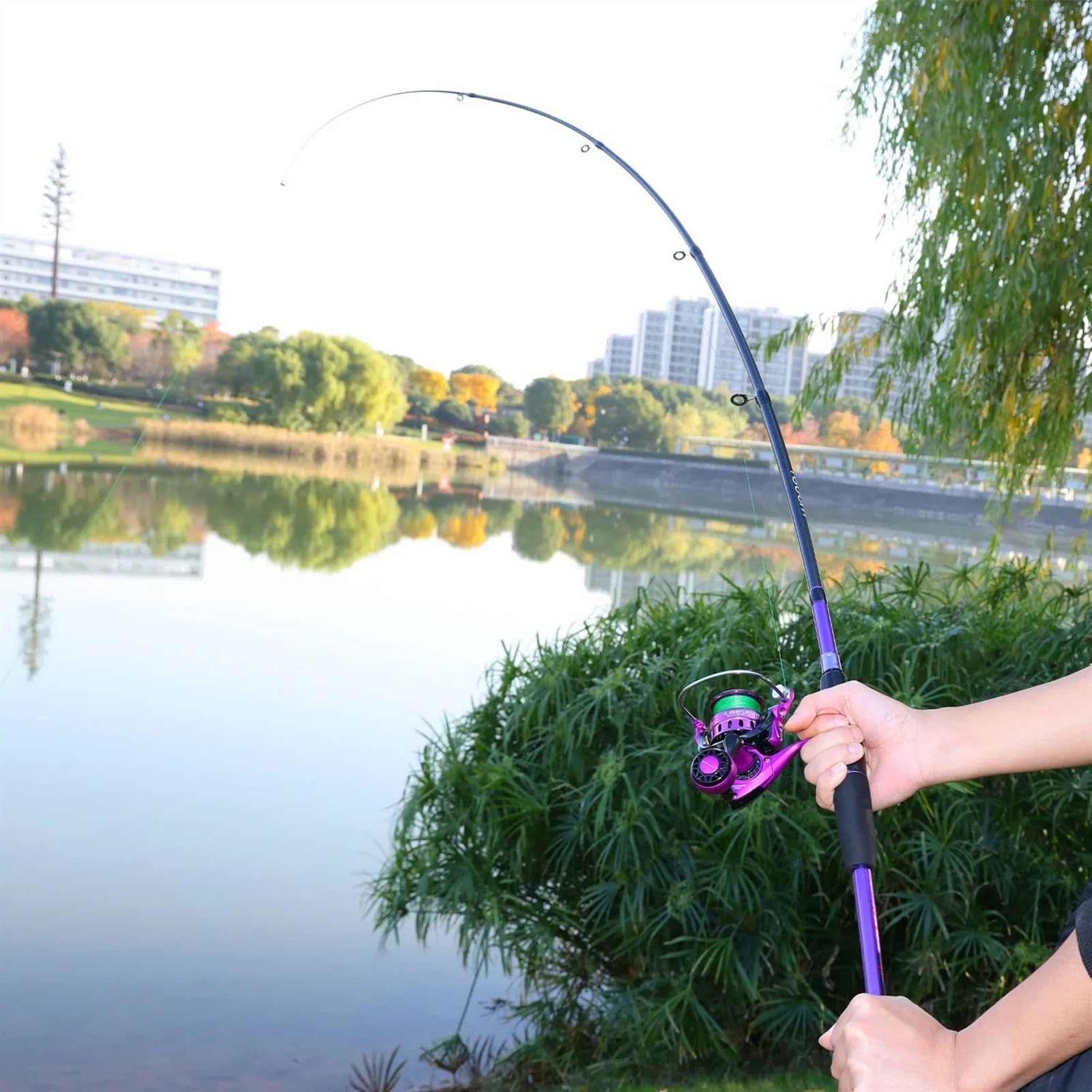 caña de Pescar Señuelo for Baitcasting, caña de Pescar telescópica de 7g-21g con Mango EVA, caña de Pescar de Carbono, Herramienta Profesional Ligera caña de Pescar Spinning(Purple)
