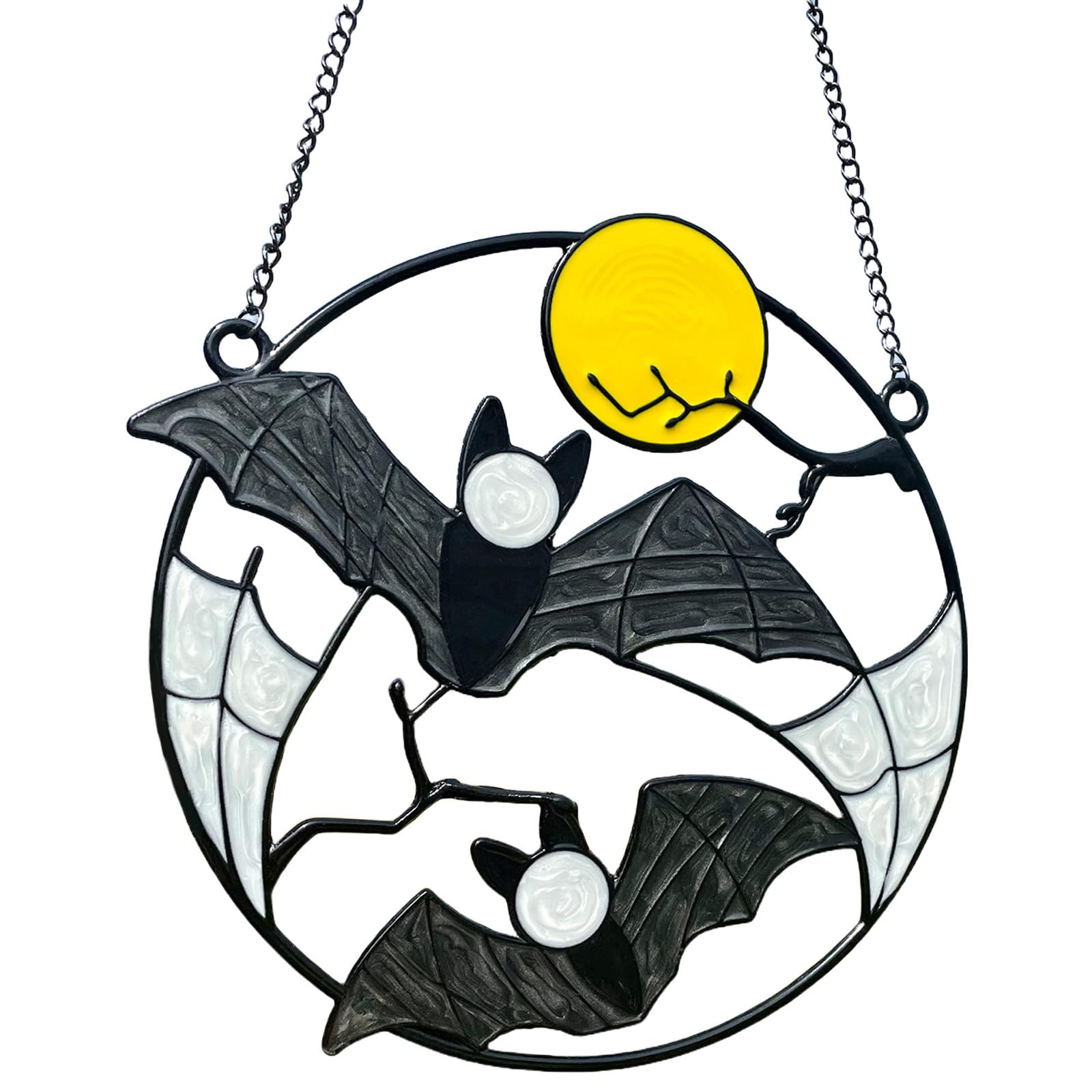 Stained Acrylic Bat Moon Suncatcher Halloween Horror Home Decoration Panel Window Wall Hanging Ornament