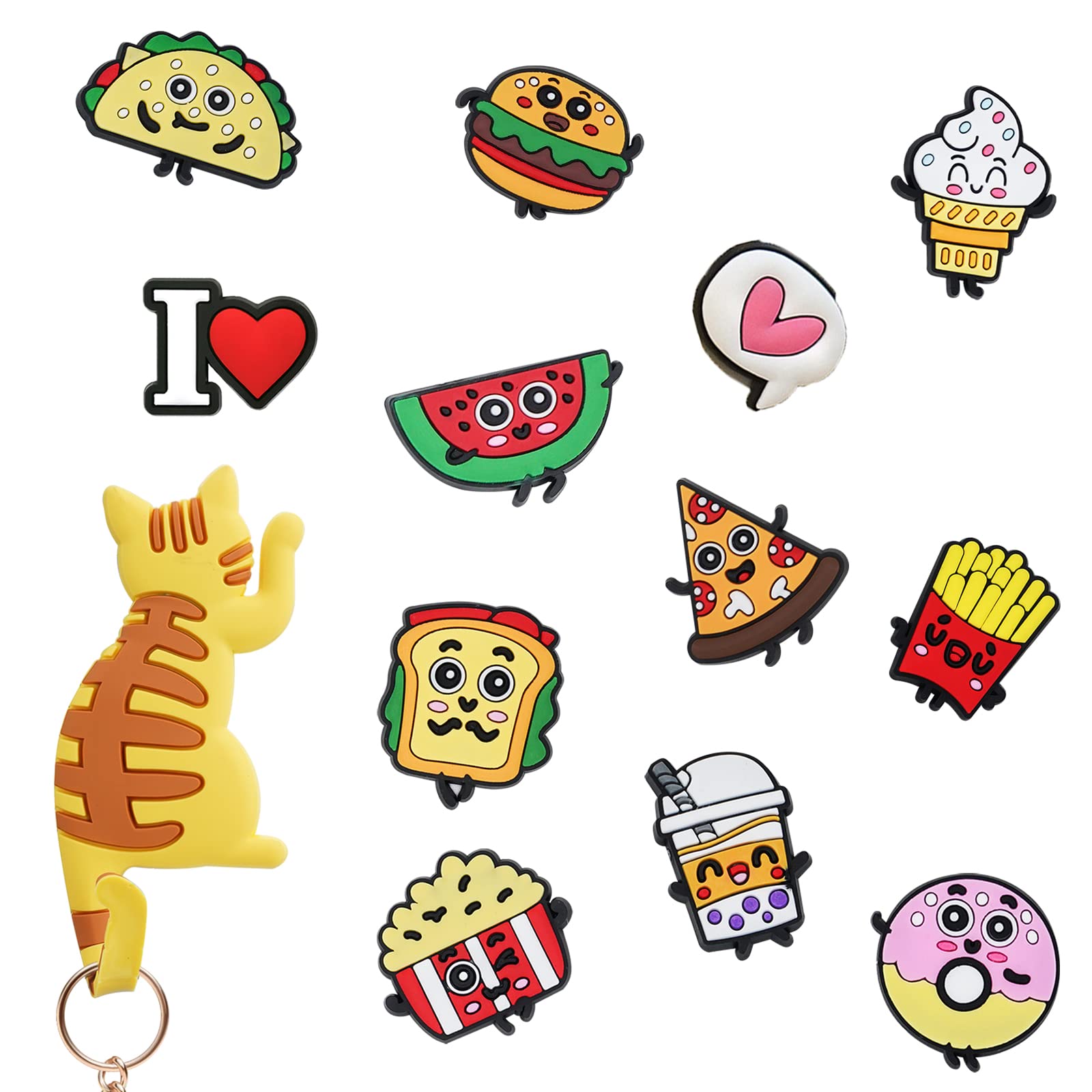 Cymbana Refrigerator Magnets for Fridge Decoration Yellow Cat,12 Packs Including Hanging Hook Cat for Locker, Whiteboard, Cabinet, Home and Kitchen