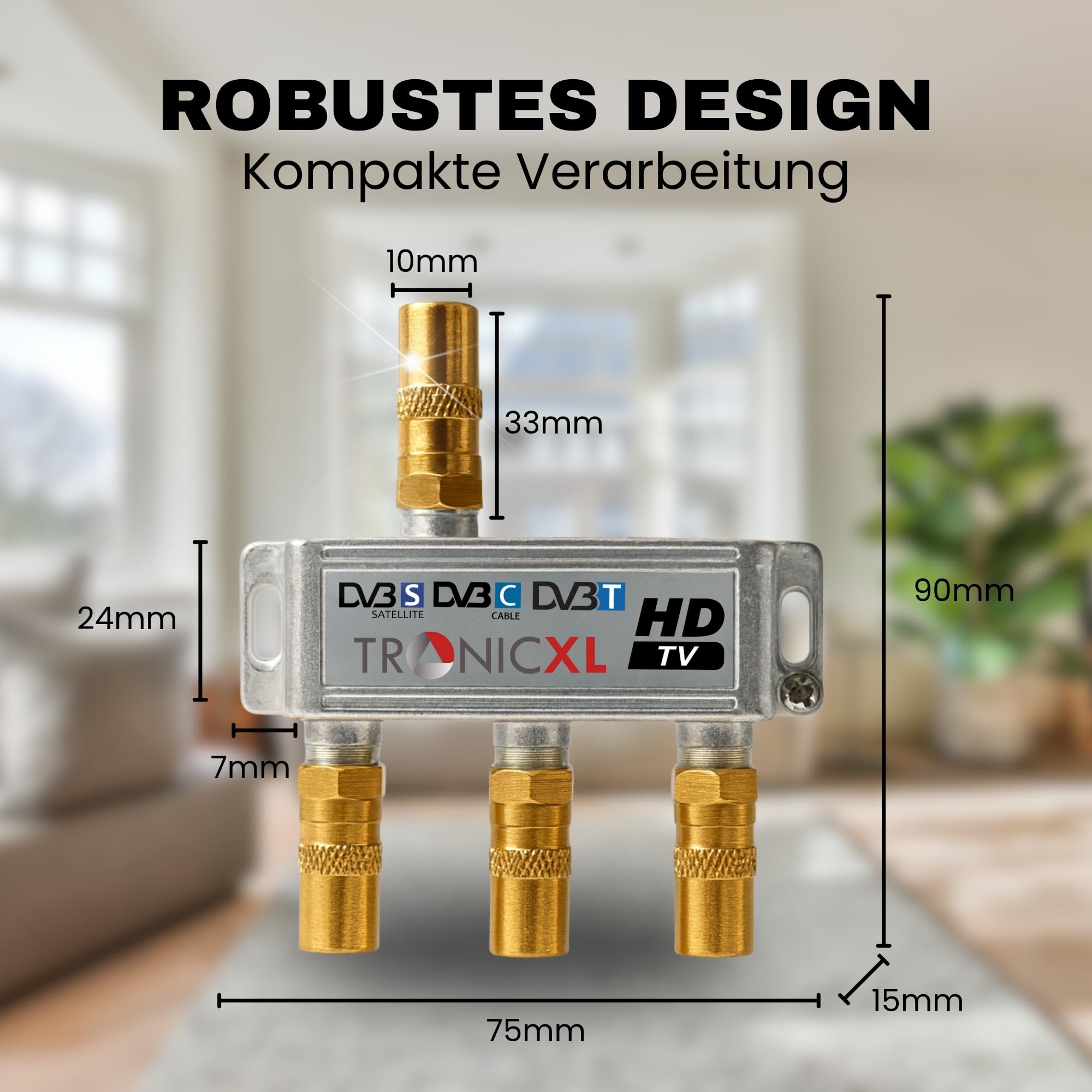 TronicXL - Splitter coassiale per antenna di alta qualità, presa femmina per DVBT, DVBT2, DVBC, SAT, per TV via cavo, Unitymedia, Vodafone, NetAachen, Primacom, tv HD, 3D, 4K