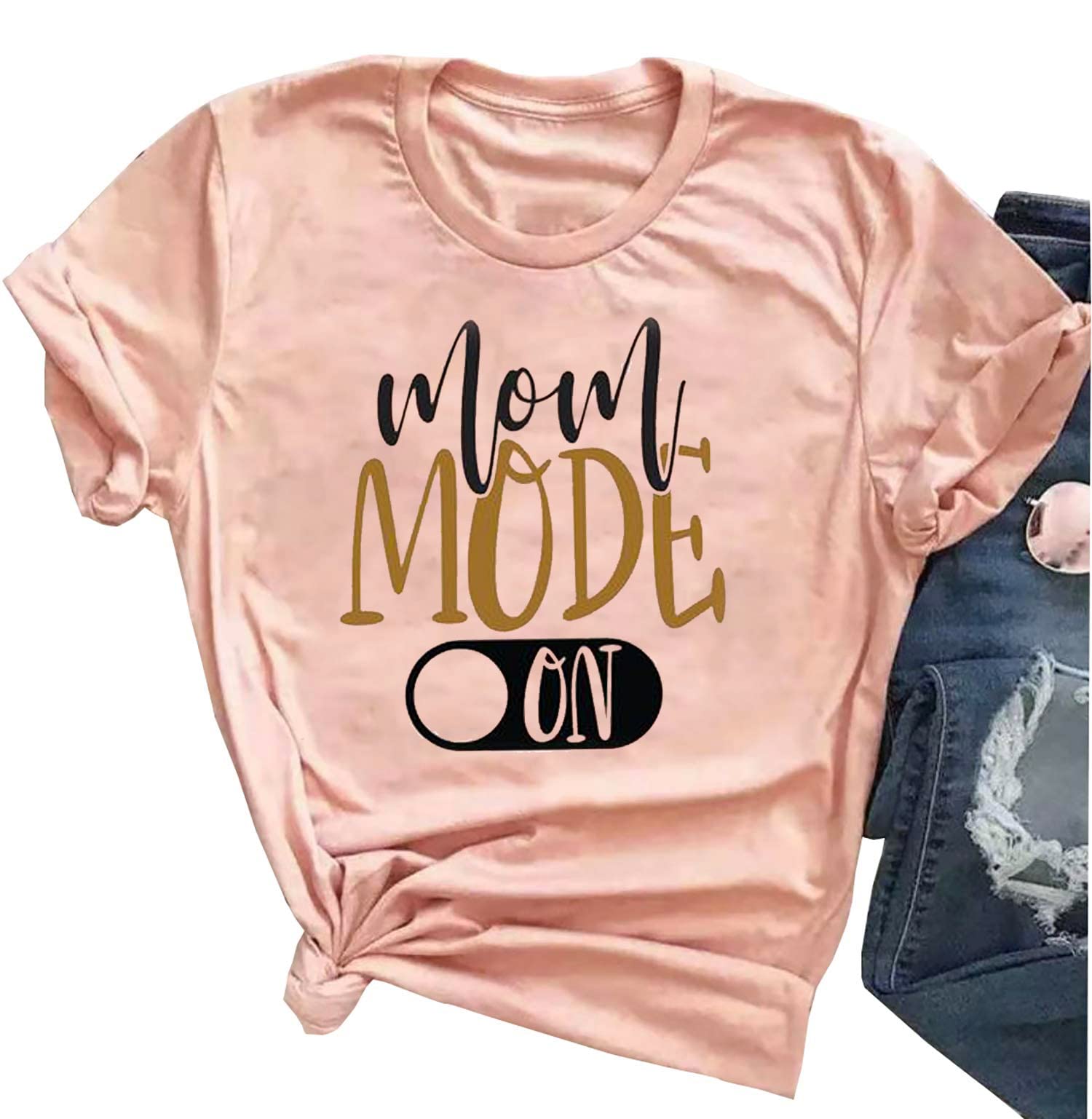 Mom Mode Shirts Women Mother's Day Tee Shirts Funny Vintage Graphic Mom Tshirt Mommy Shirt