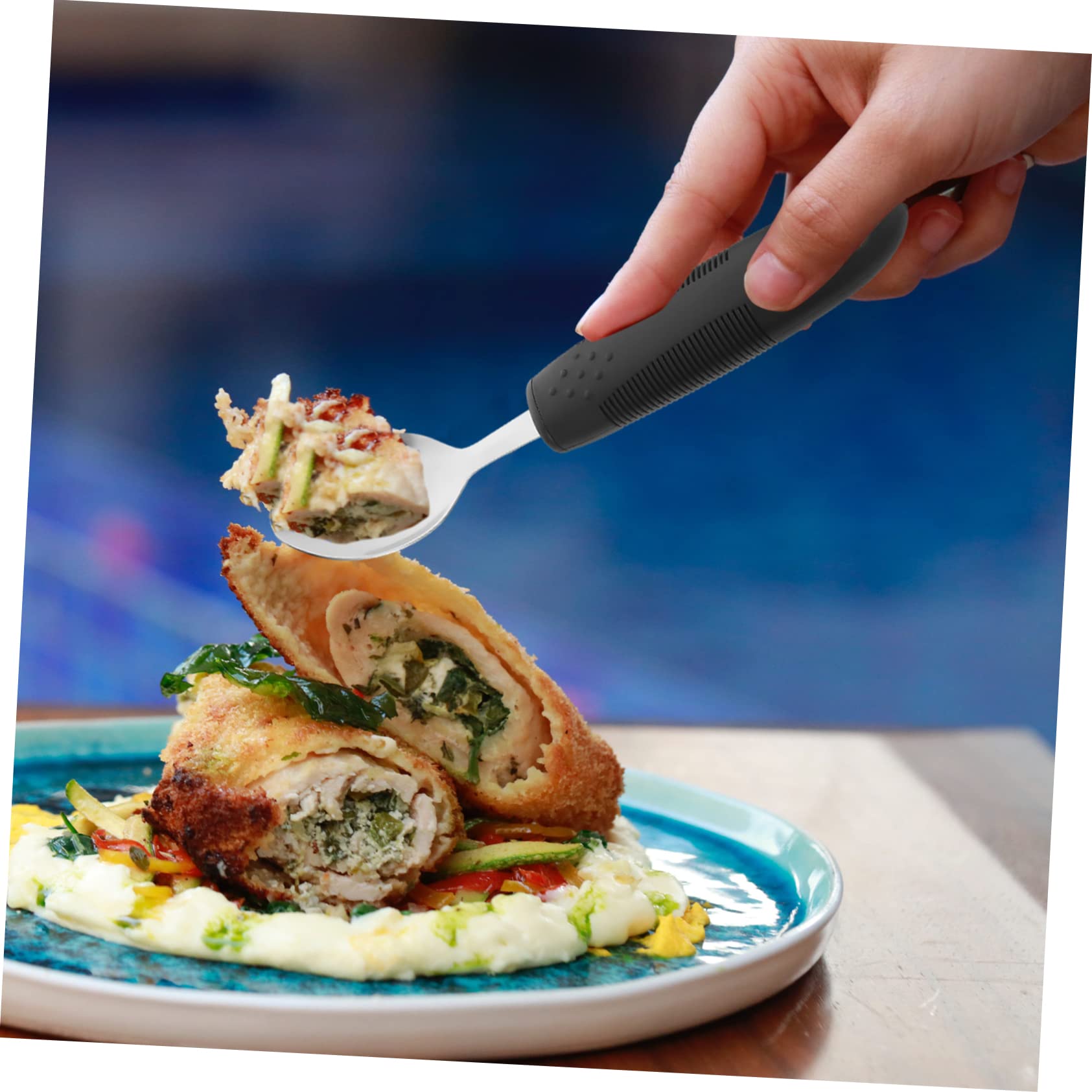 HAPINARY Set of Adaptive Utensils Handicap Utensils for Elderly Non-Slip Spoon for 's Comfortable to Hold Eating Utensils Stainless Steel Elderly Tableware