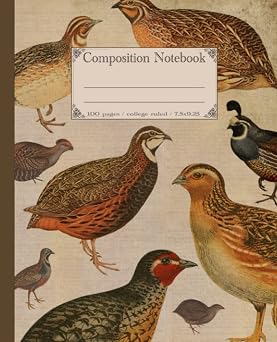 Composition Notebook Vintage quail bird illustration. Aesthetic nature theme. College ruled.
