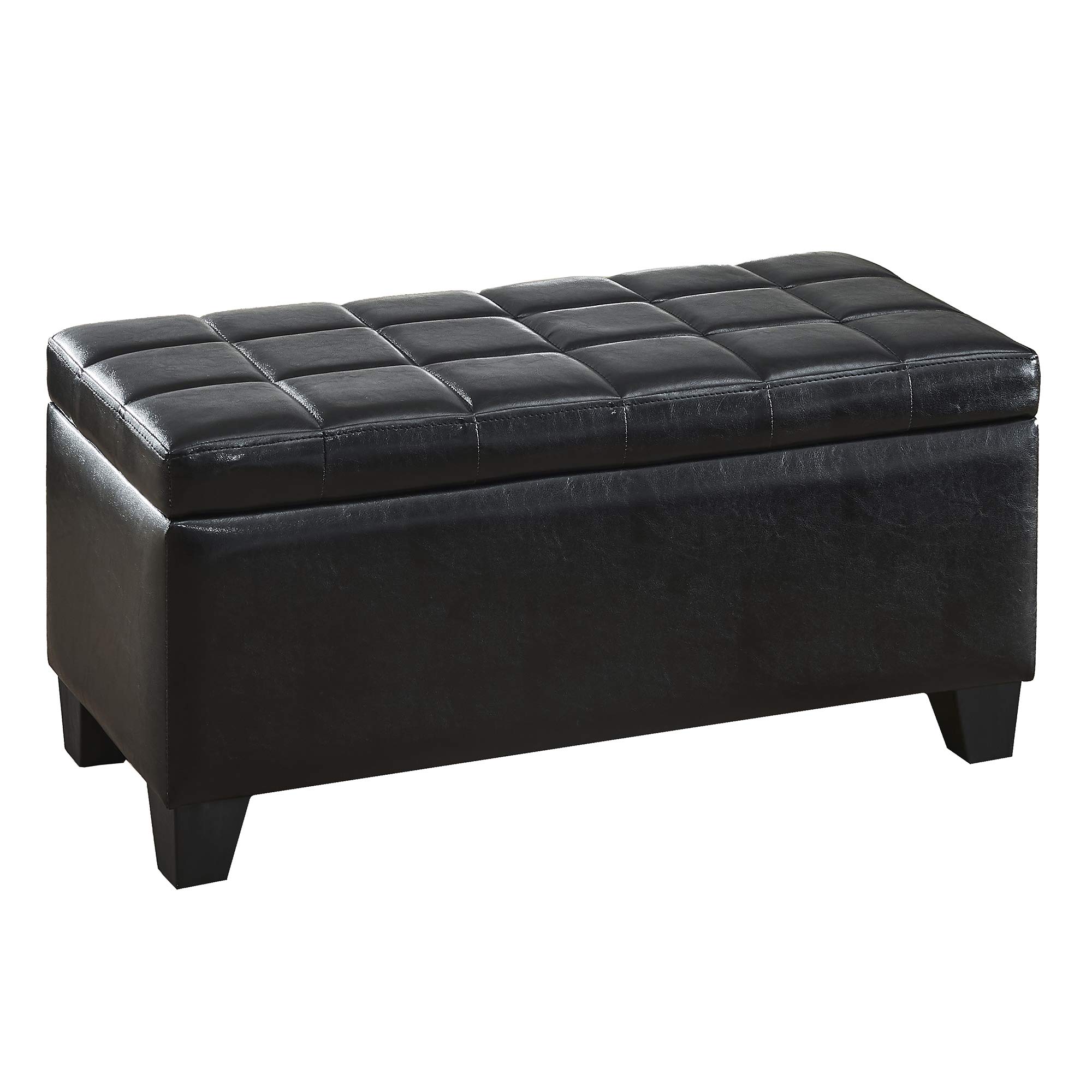 WHI , Black Upholstered Storage Ottoman