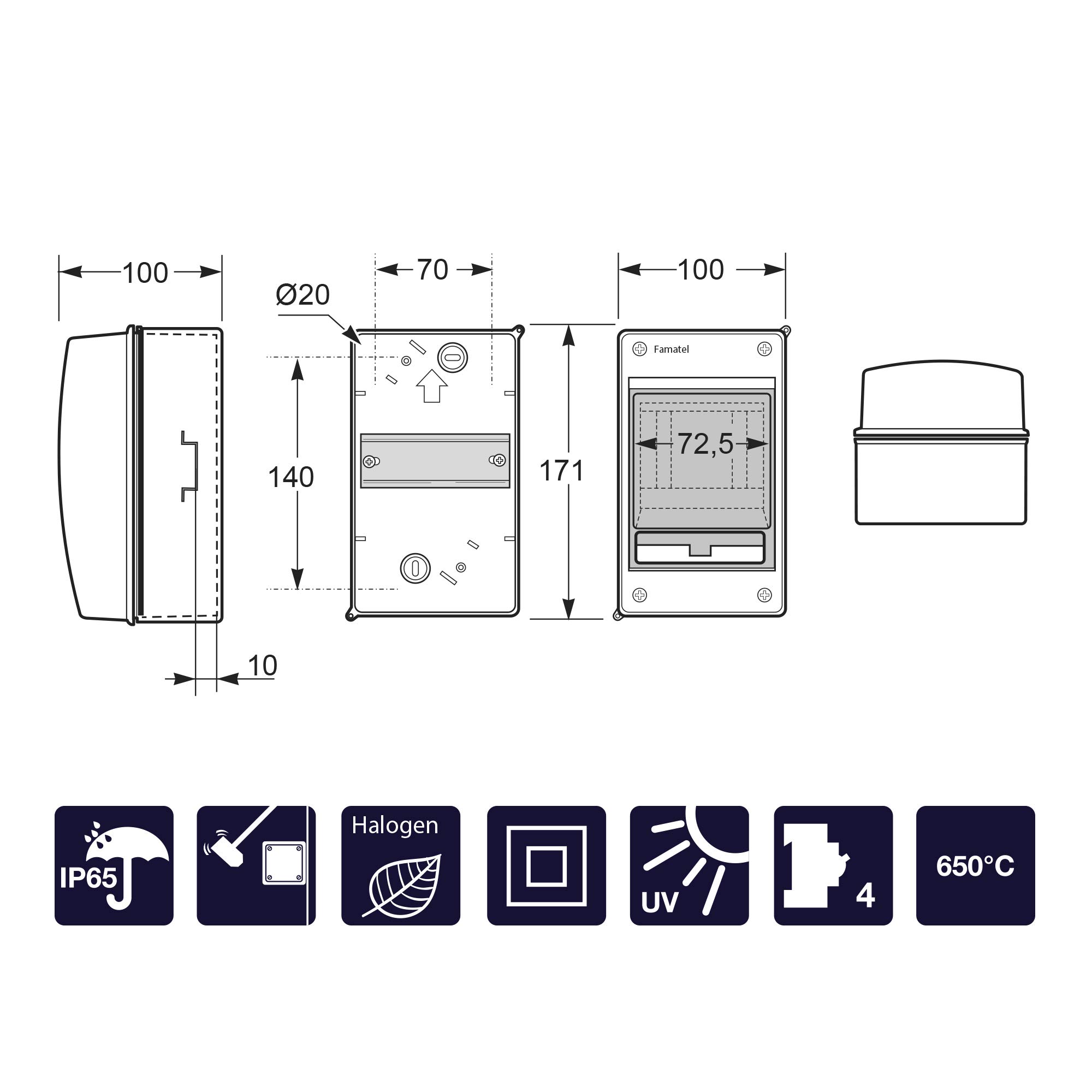 FAMATEL - Acqua IP65 Cabinet with magnetothermic, White, Normal - Image 3