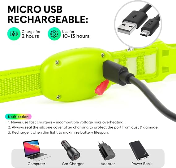Light up Dog Collar - Multi-Color LED Dog Collar, USB-C Rechargable, Flashing Collar for Cats and Puppy Dogs,Waterproof and Adjustable Rainbow Collar for Dogs(XSmall)
