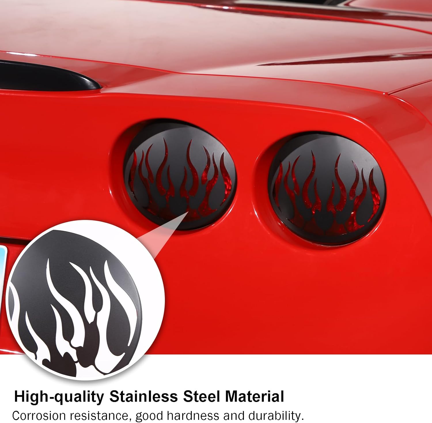 PIUGILH Car Rear Tail Light Cover Trim Fit for Corvette C6 2005-2013 Accessories, Rear Tail Light Protector Cover Guards Stickers Decoration, 4Pcs-Black
