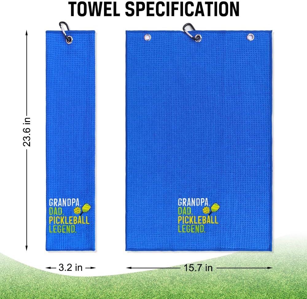 ERHACHAIJIA Grandpa Dad Pickleball Legend Embroidered Pickleball Sports Towel with Clip. Funny Pickleball Gifts for Men Dad Uncle Grandpa Pickleball Lover, Birthday Retirement - Image 2