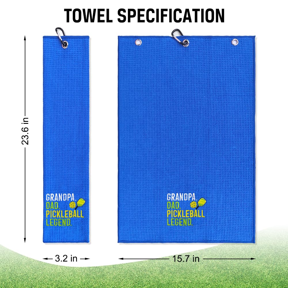 ERHACHAIJIA Grandpa Dad Pickleball Legend Embroidered Pickleball Sports Towel with Clip. Funny Pickleball Gifts for Men Dad Uncle Grandpa Pickleball Lover, Birthday Retirement