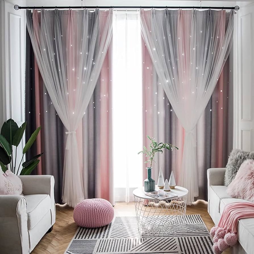 遮光カーテン グラデーション レースカーテン オーダーカーテン アジャスター付き グラデーション カーテン 遮光カーテン 二重 レースカーテン