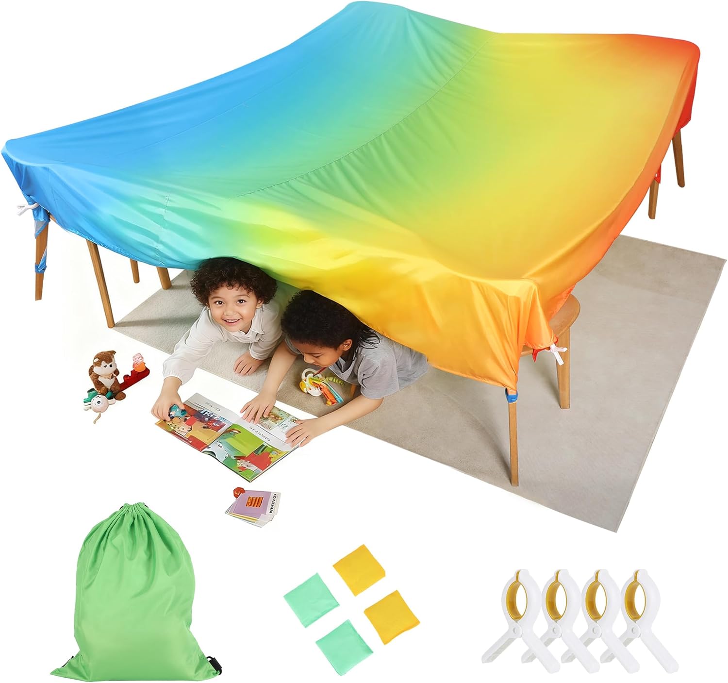 Magic Fort Building Kit for Kids Indoor/Outdoor - Portable Playhouse Play Tent Fort,Blanket Fort Making Kit for Kids with CPC Certification, Large Lightweight Girls/Boys Toys Ages 4-8 8-12