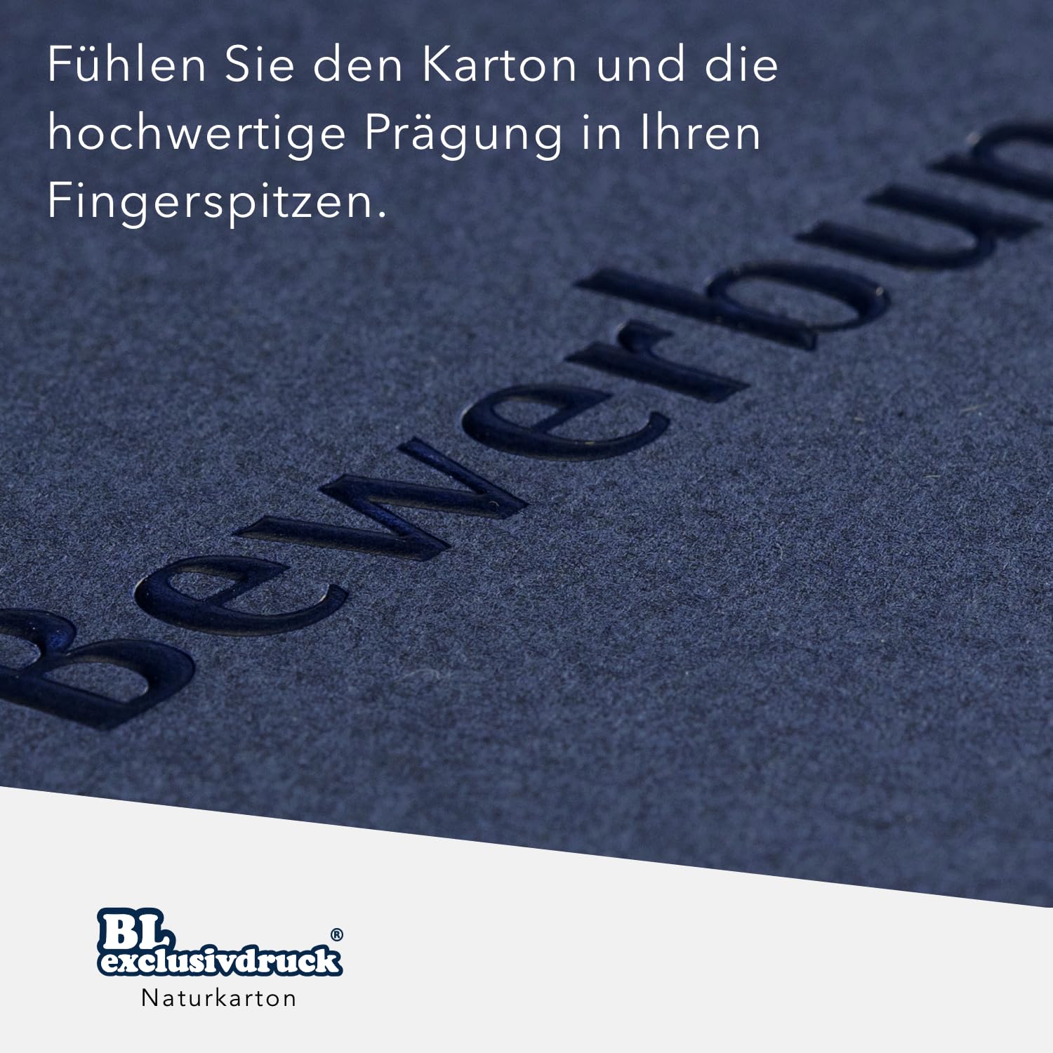 BL-exclusivdruck® Optima-Plus Lot de 5 chemises de candidature en 3 parties Bleu marine Avec inscription Bewerbung