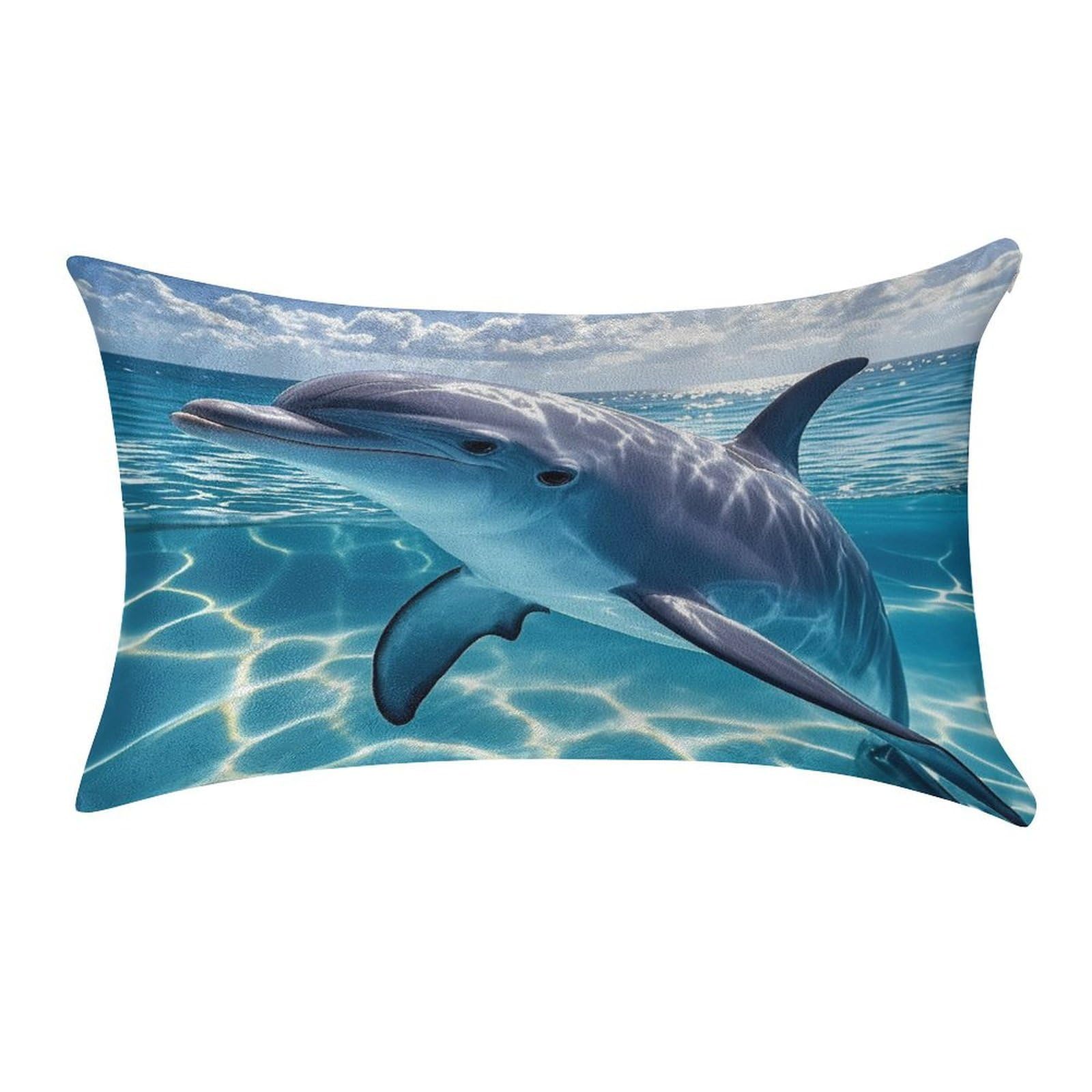 VstaDank Cool Dolphin Pillow Covers Rectangular Cushion Case Cozy Decorative Throw Pillowcase Luxury Lumbar Pillow Shells with Zipper Soft Velvet Pillows Shams 12 X 20 in