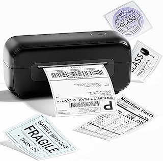 Thermal Label Printer, Shipping Label Printer 4x6, Commercial Direct Desktop Label Printer, Thermal Label Maker Compatible with Amazon, Ebay, Shopify, Etsy, UPS, USPS, FedEx, DHL (Black)