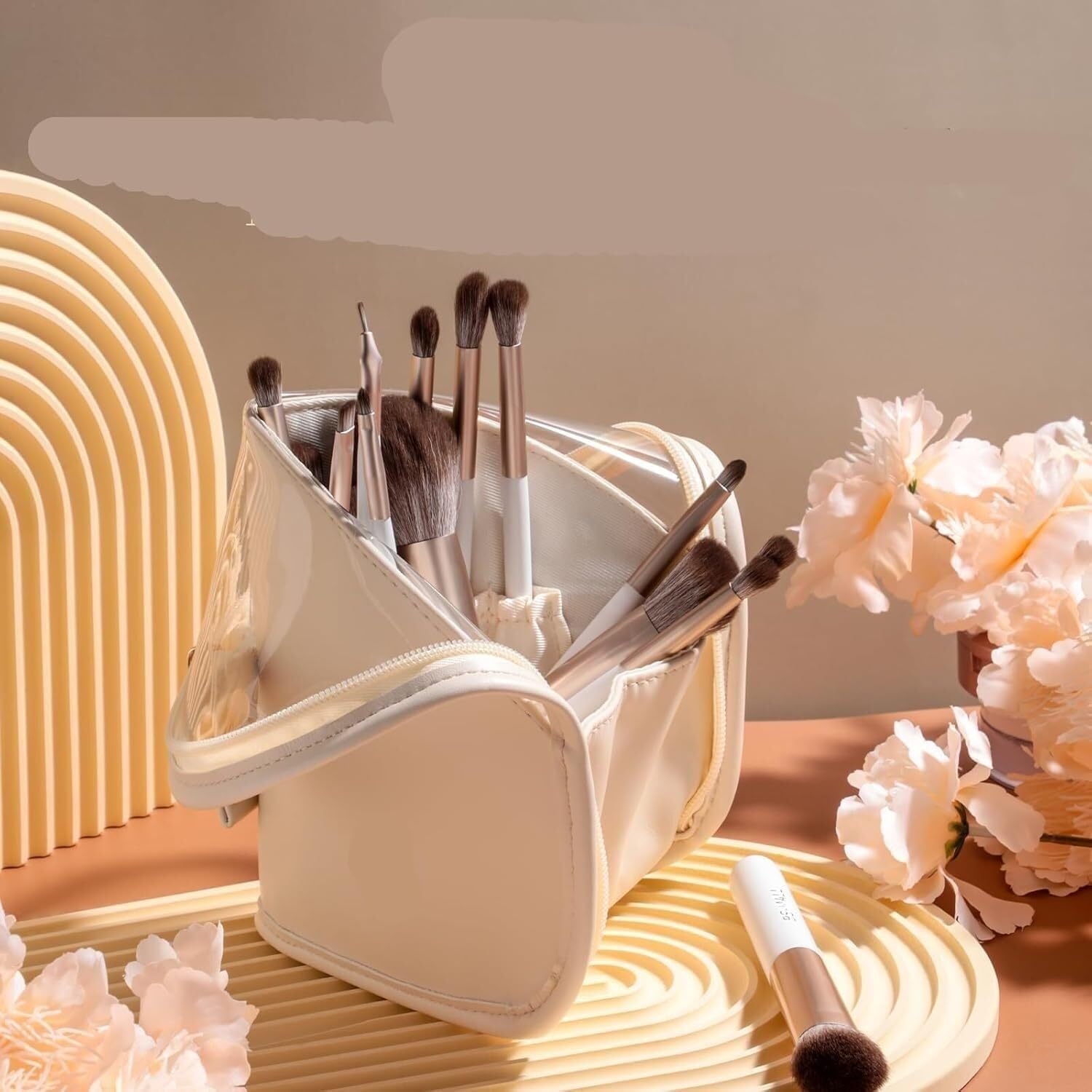Make-up-Pinsel, Make-up-Pinsel-Set, Pinsel Mit Tasche, Weiß, Premium-Synthetik, 18-teilig, Qualitätswerkzeug