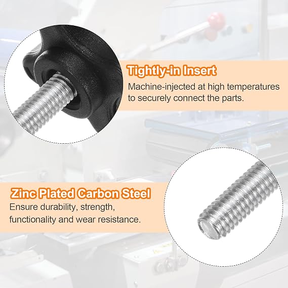 sourcing map 2pcs M6x30mm Star Clamping Knobs 32mm 4-Point Threaded Stud