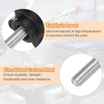 sourcing map 2pcs M6x30mm Star Clamping Knobs 32mm 4-Point Threaded Stud