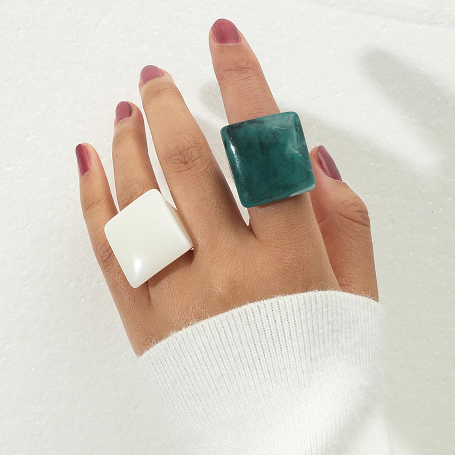 Multicolor Resin Chunky Rings for Women,Acrylic Plastic Rin Knuckle Finger Cute Trendy Aesthetic Y2k Statement Ring Vintage Simple Geometric Rings Jewelry - Image 2