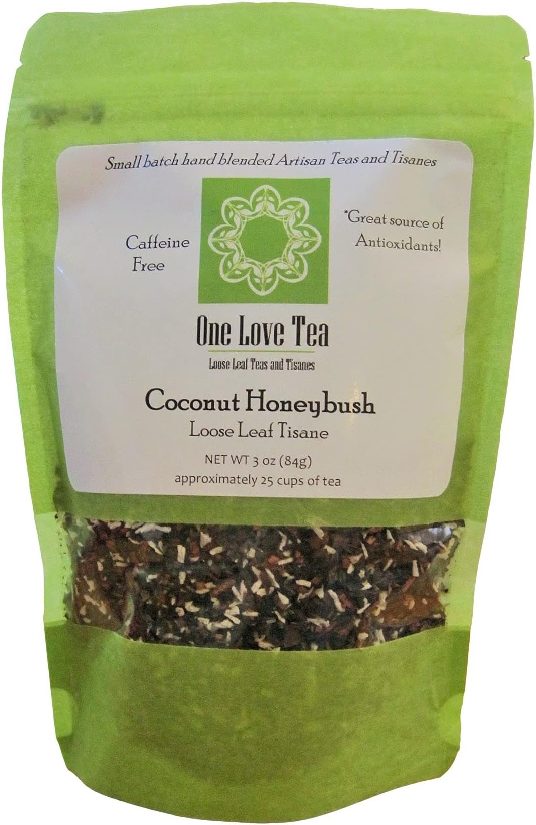One Love Tea - Coconut Honeybush - 3 Ounces Loose Leaf Herbal Tisane
