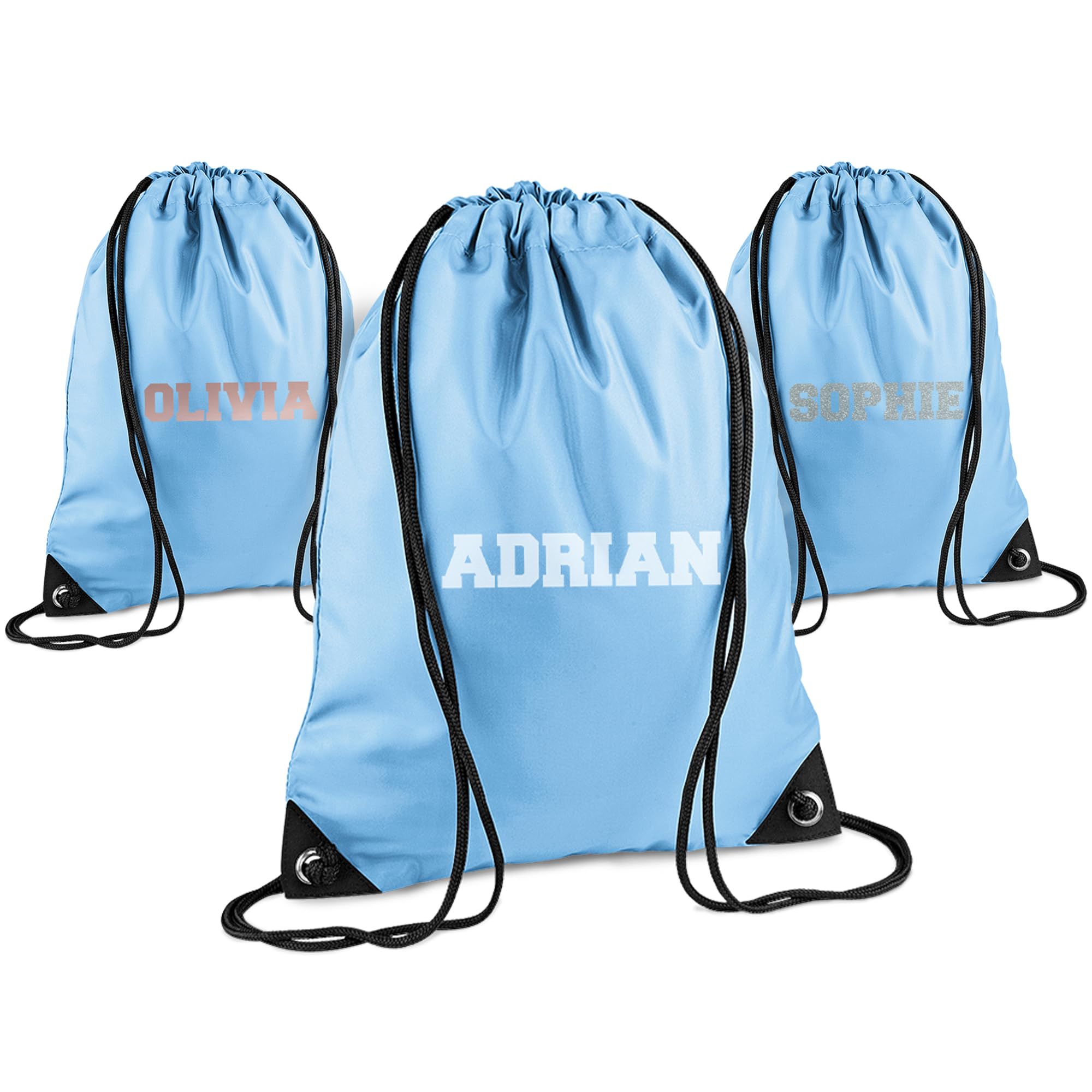 Print Maniacs Personalised Drawstring Bag for Kids Back to School PE Bag, Swim Bag with Name Ideal for Boys, Girls, Toddlers,and Primary School Students Perfect School Bag Sky Blue