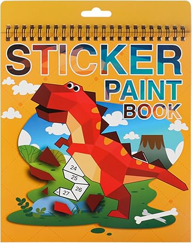 AEAHALY Manualidades de dinosaurios para niños de 4 a 8 años, libros de pintura adhesiva, libro de calcomanías para niños de 4 a 8 años, regalos de