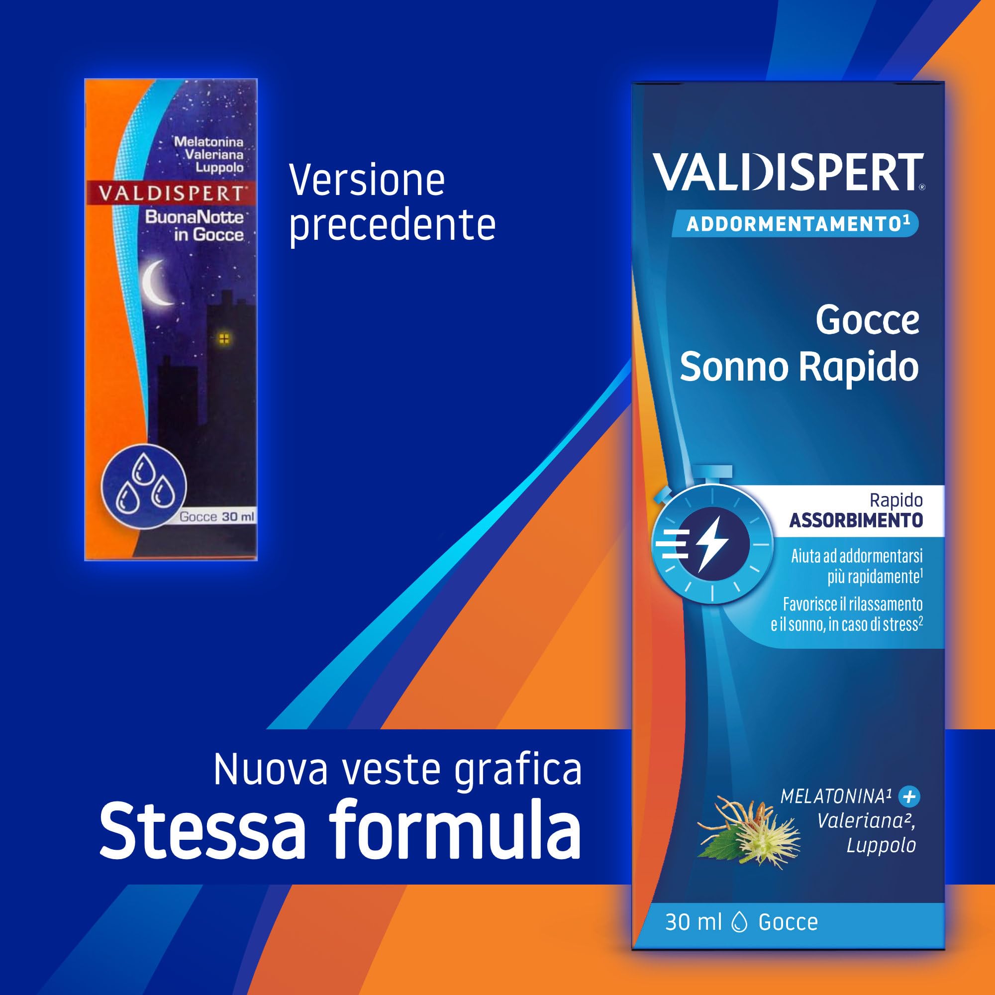 Valdispert Gocce Sonno Rapido, Integratore Alimentare per Dormire con Melatonina, Valeriana e Luppolo, Senza Glutine e Senza Lattosio, 30 ml