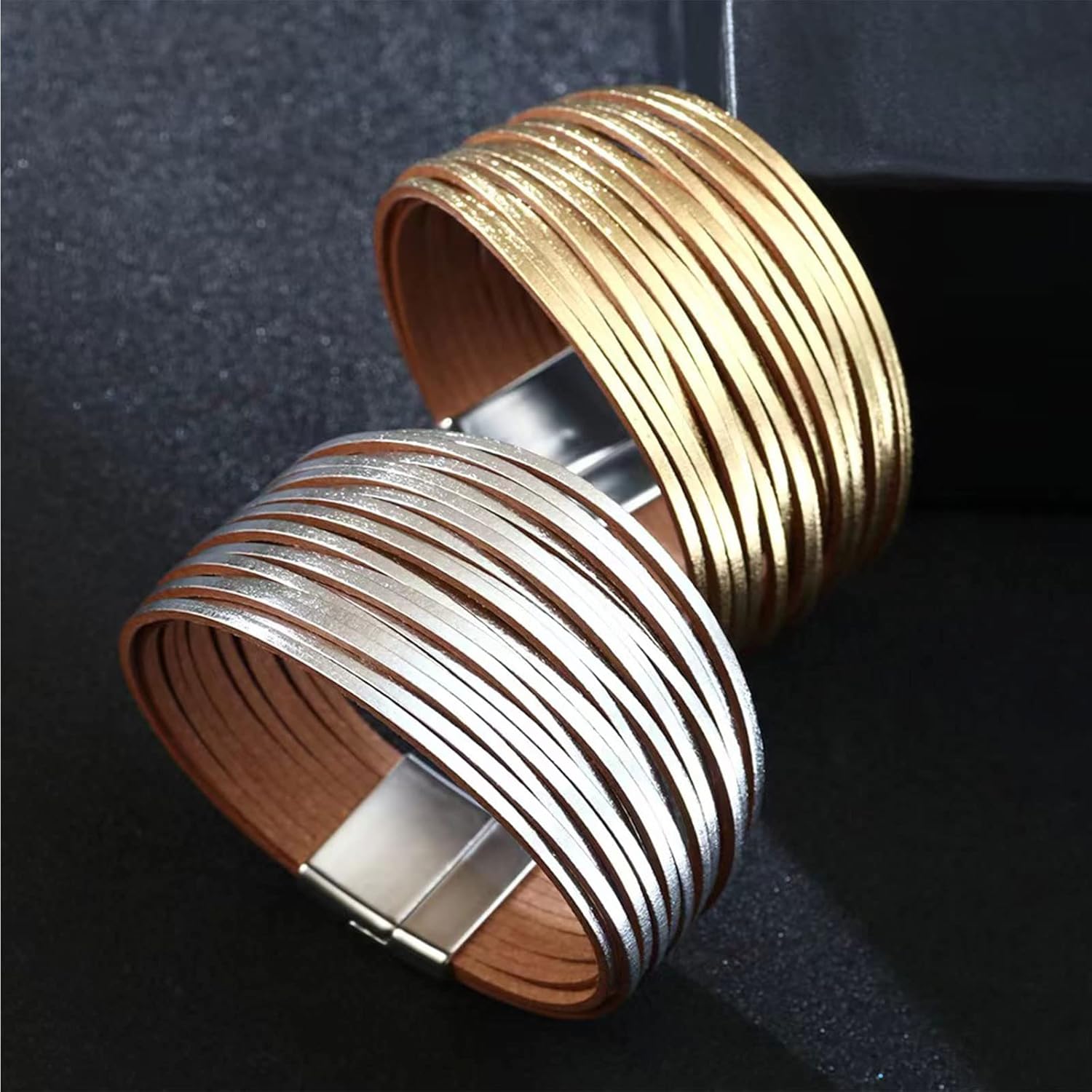 KunBead Leather Wrap Bracelets for Women Handmade Braided Boho Multi-Layer Bracelet Wristband Cuff Bangle Birthday Jewelry - Image 2