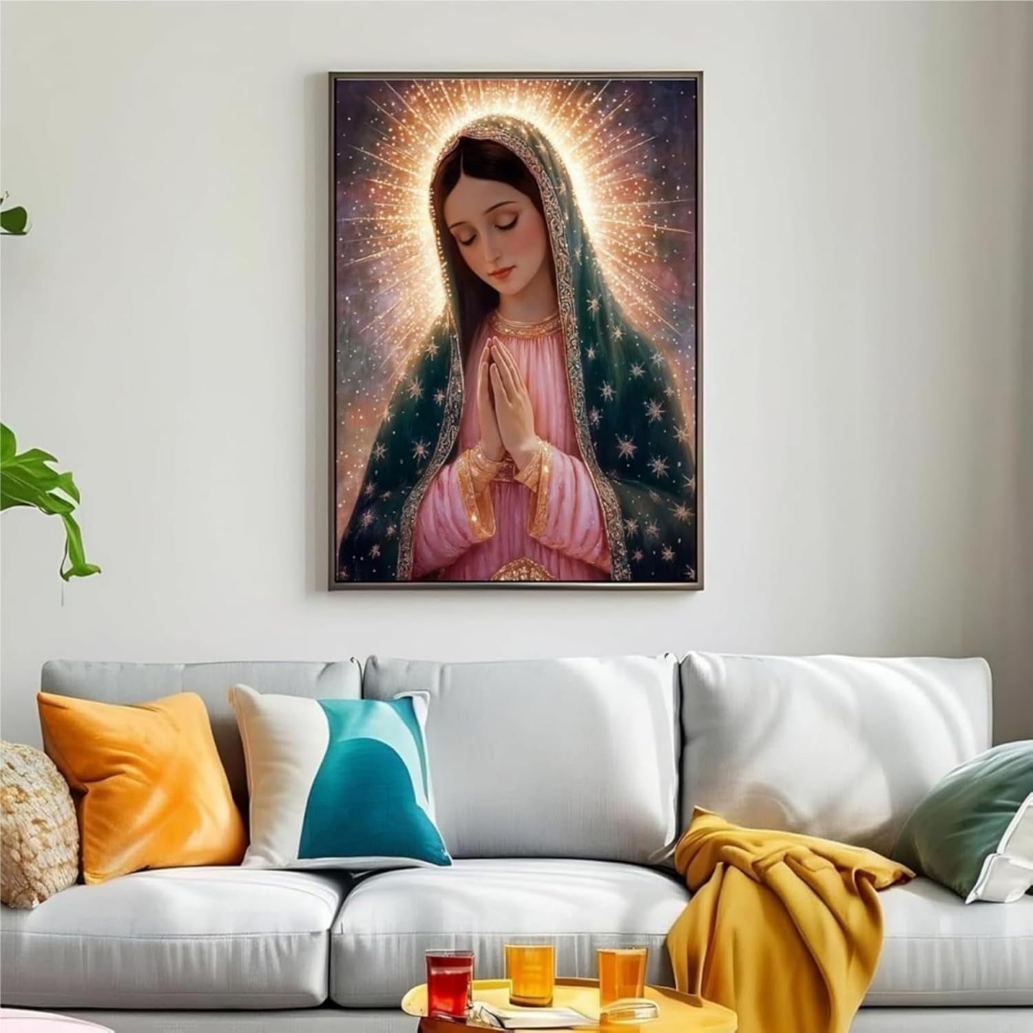 niurenmaoyi Stamped Cross Stitch Kits for Beginners,Counted Embroidery Craft Kits for Adults,Needlepoint Kits for Adults,Virgin Mary Wall Art 11.8X15.8In