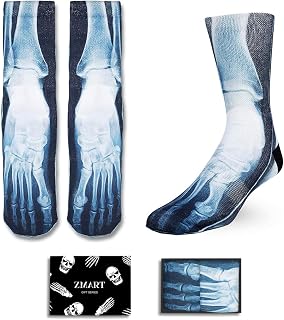 Zmart Spooky Skeleton Socks - Halloween Horror Gifts for Men, Women & Teens