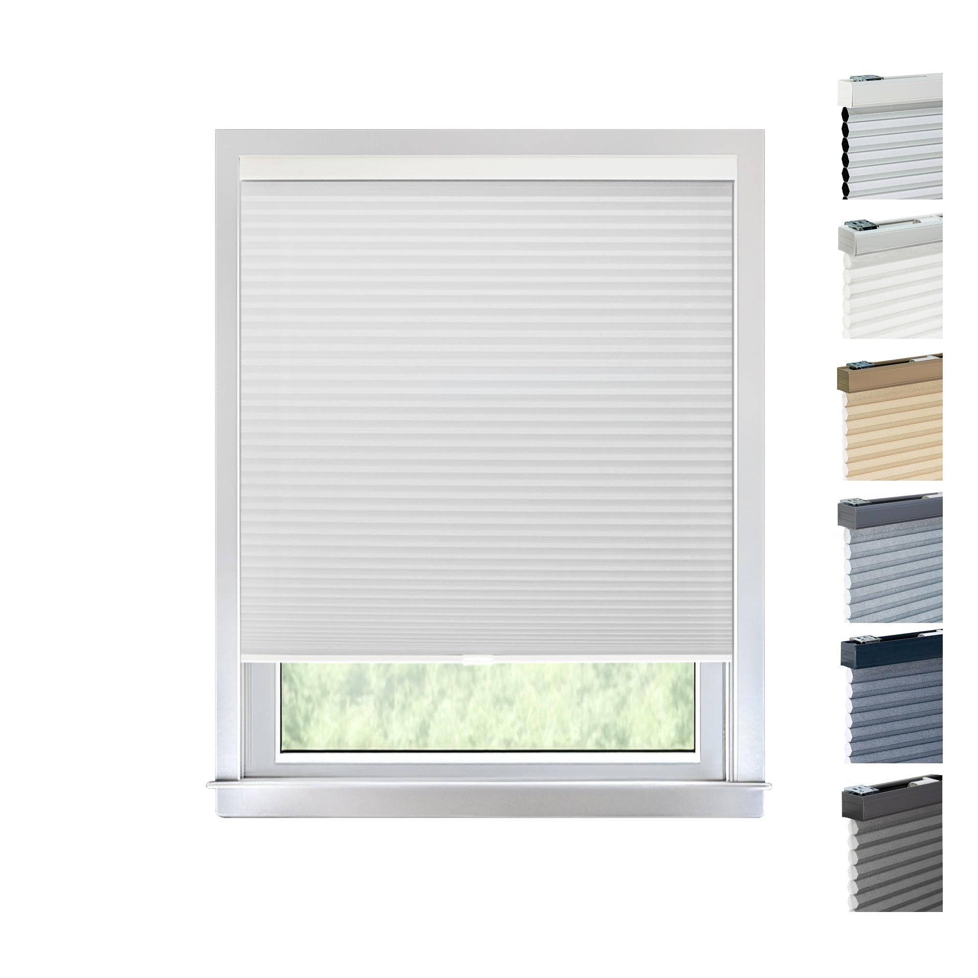 Chicology Privacy Single Cell Window Blind, Polyester Metal Plastic, Evening Mist, 24" W x 64" H, 61W x 163H cm