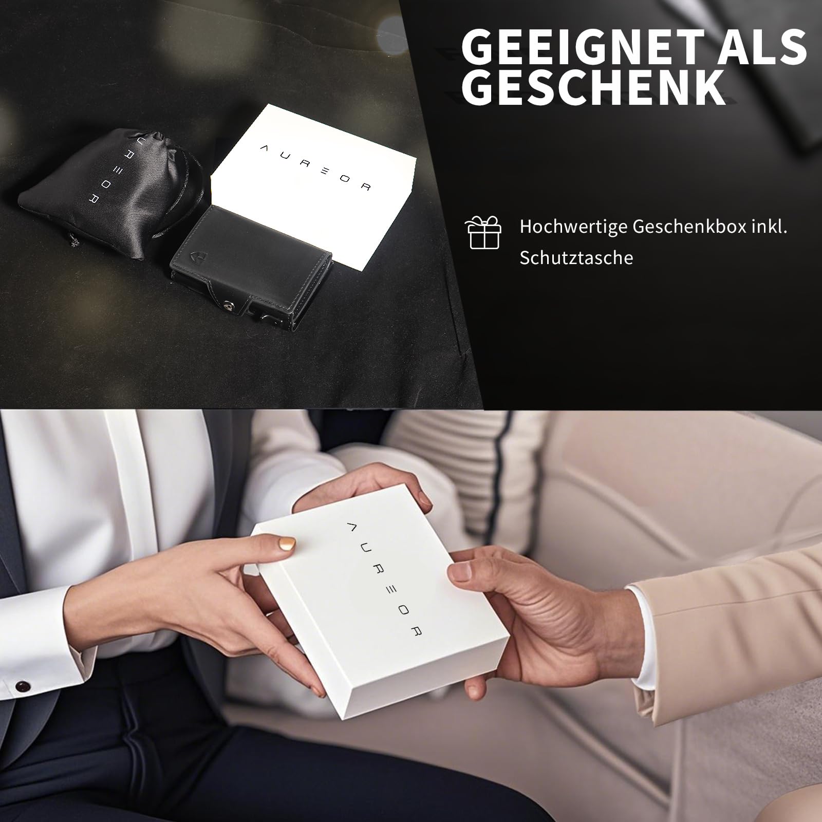 Slim Wallet mit Münzfach | Echtleder Geldbörse für Herren | Karten Portemonnaie | Kartenetui mit RFID Schutz | Smart Wallet 3.0 | Minimalistisches Design | Edles Schwarz