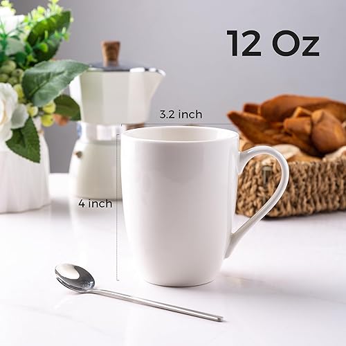 Miniatura 3 de GBHOME Tazas de café blancas de 12 onzas, juego de tazas de café de cerámica con mango grande para hombre, mujer, papá, mamá, tazas de café ligeras