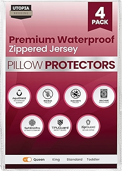 Utopia Bedding 防水枕套（四件装）白色，防虫枕套 20 x 28 英寸