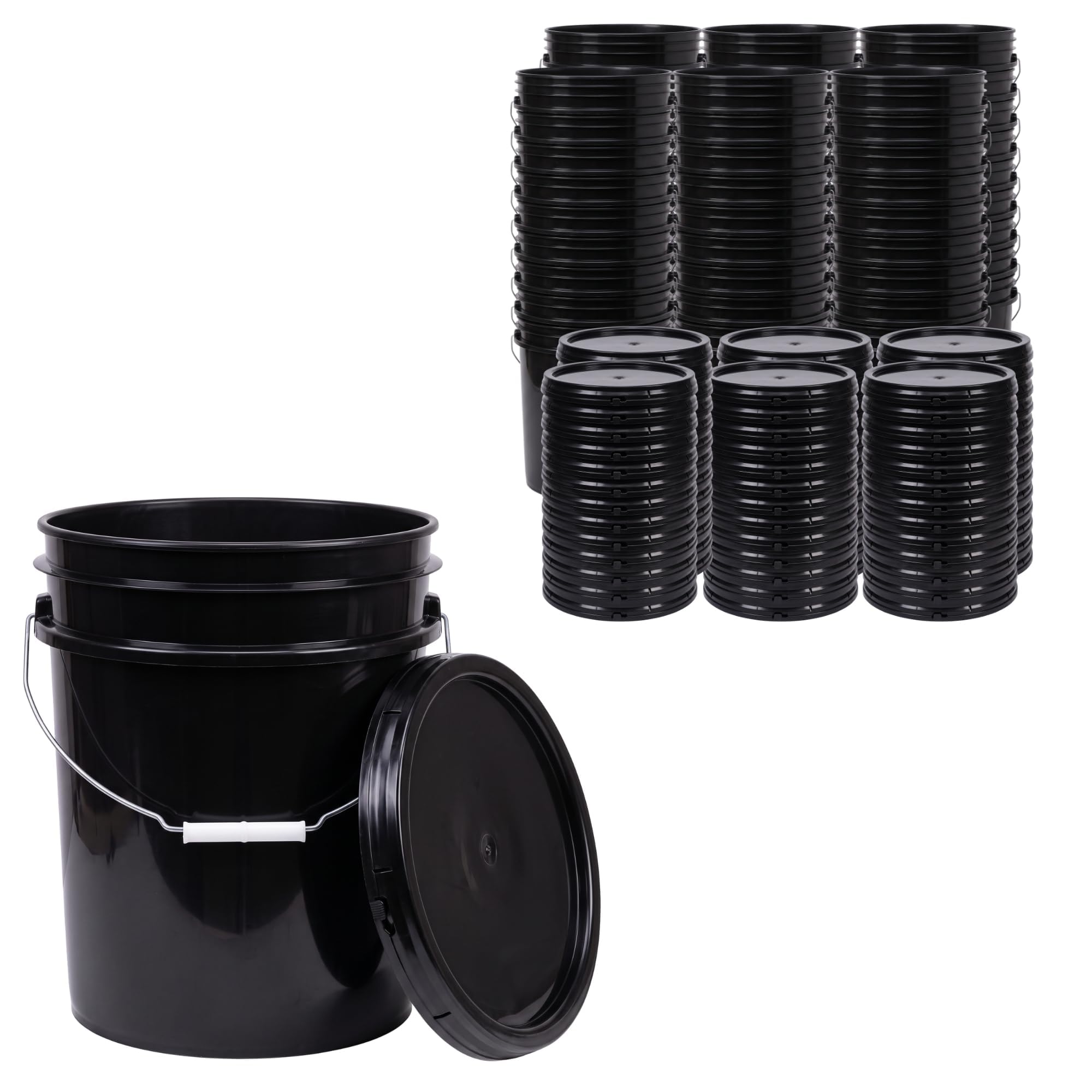 ePackageSupply 5 Gallon Bucket - Food Grade w/Lid BPA-Free, 60 Pack -Black