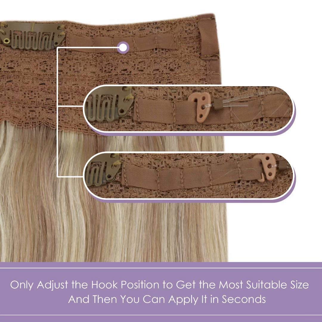 LaaVoo Wire Hair Extensions Human Hair 18 Inch Medium Brown Wire Human Hair Extensions Light Brown Human Hair Extensions Long Straight Hair 86g — view 7